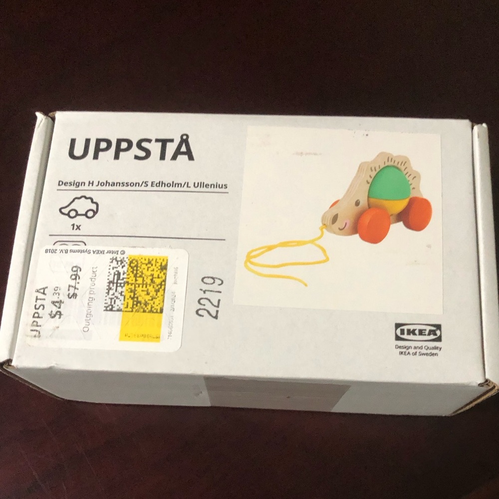 NIB Ikea Wooden Hedgehog Baby Pull Toy